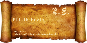 Millik Ervin névjegykártya
